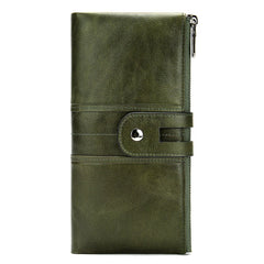 Green Red Bifold Zipper Long Purse for Lady