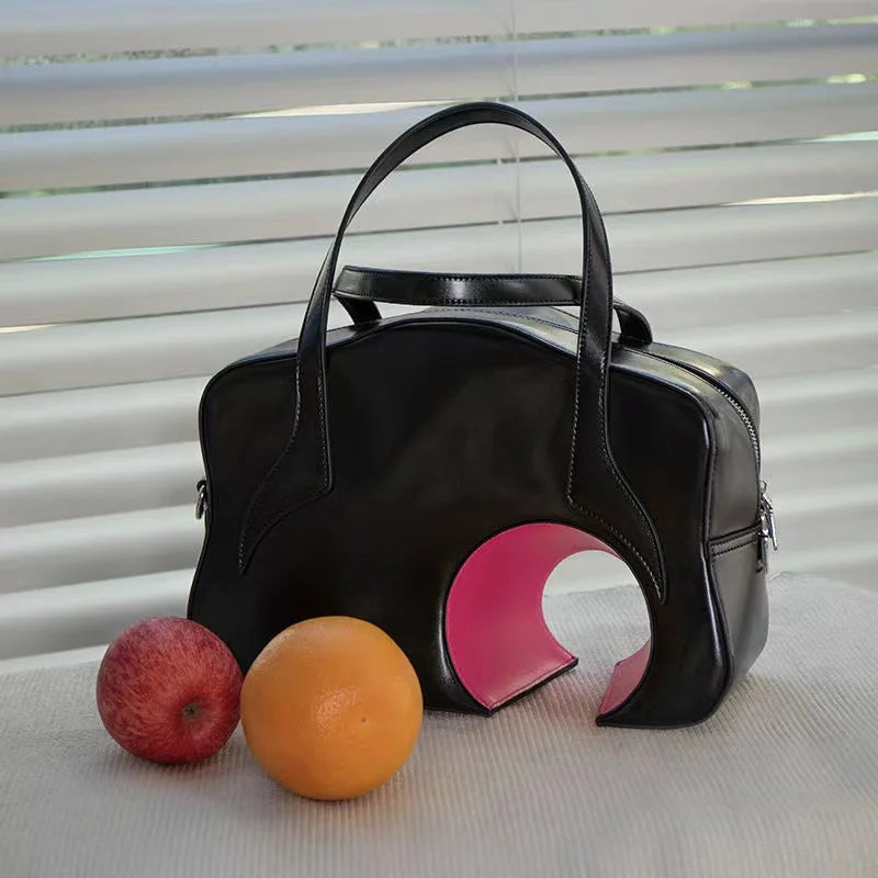 PU Luggage Hollow Out Travel Bag Handbag Duffle