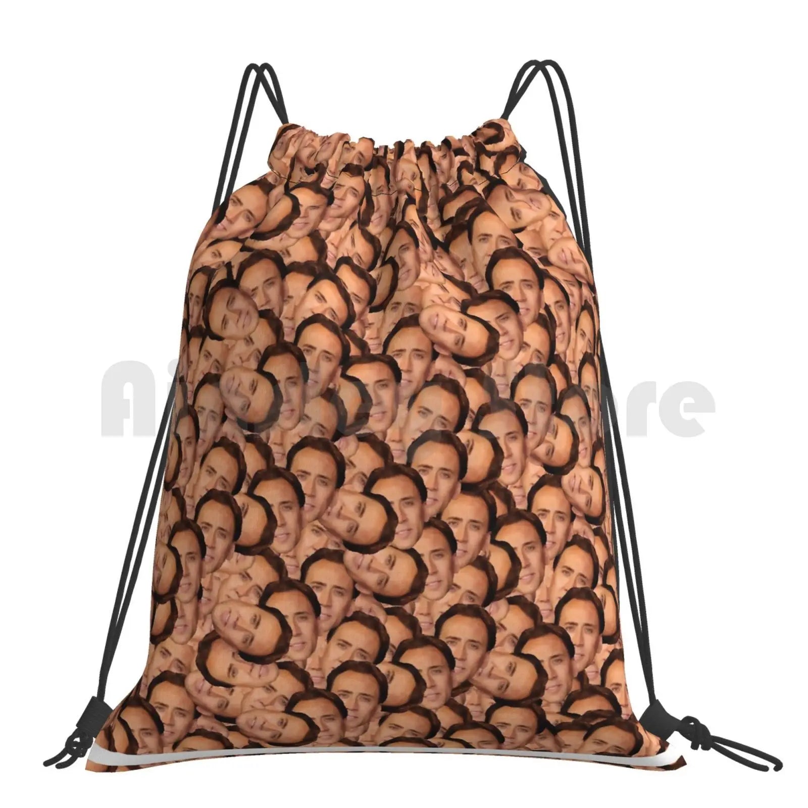 Nicolas Cage Texture Backpack Drawstring Bag Gym Waterproof
