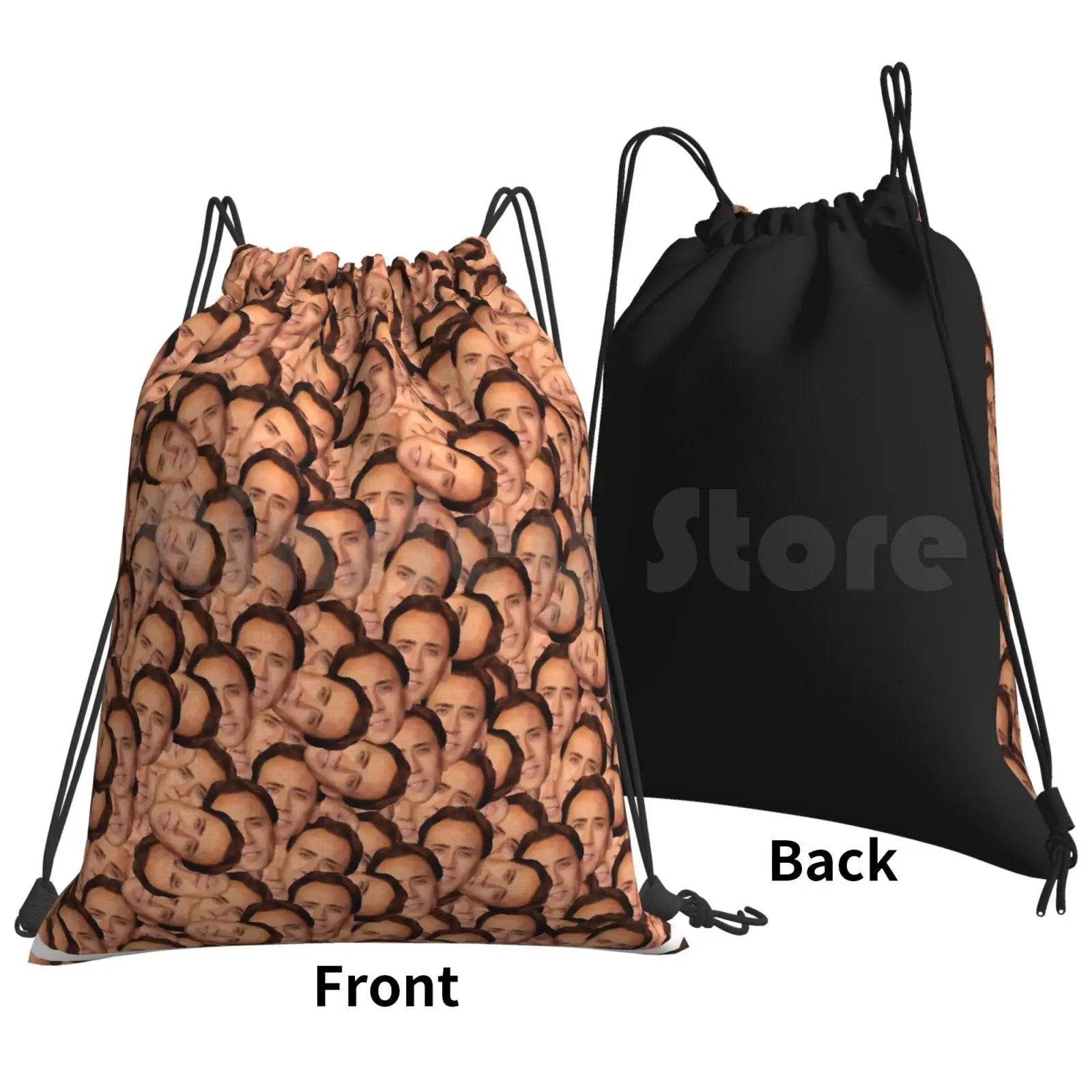 Nicolas Cage Texture Backpack Drawstring Bag Gym Waterproof
