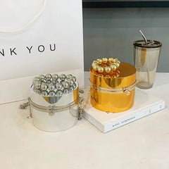 Metallic Barrel-shaped Clutch Acrylic Shoulder Bag
