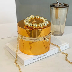 Metallic Barrel-shaped Clutch Acrylic Shoulder Bag