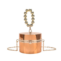 Metallic Barrel-shaped Clutch Acrylic Shoulder Bag
