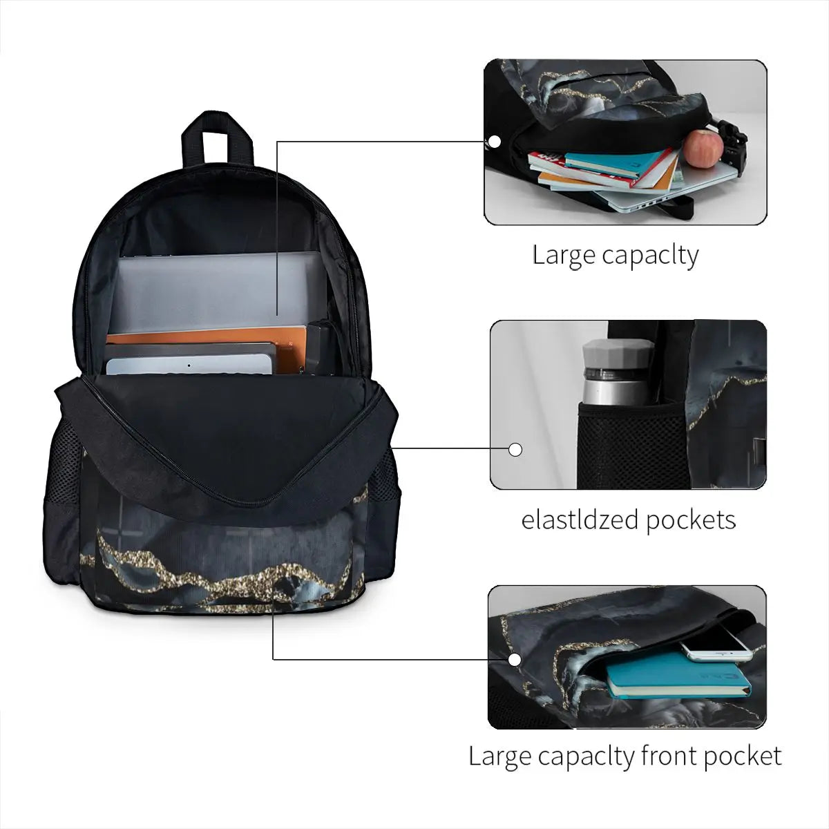 Vintage Marble Backpack for Men and Women
