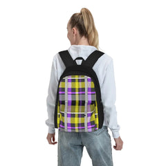 Nonbinary Flag Check Backpack Plain School Bag