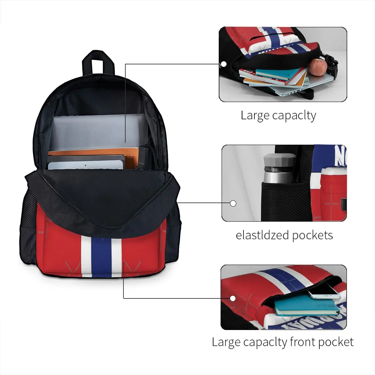 Norwegian Flag Norway Backpacks Men's Bag Women Schoolbag