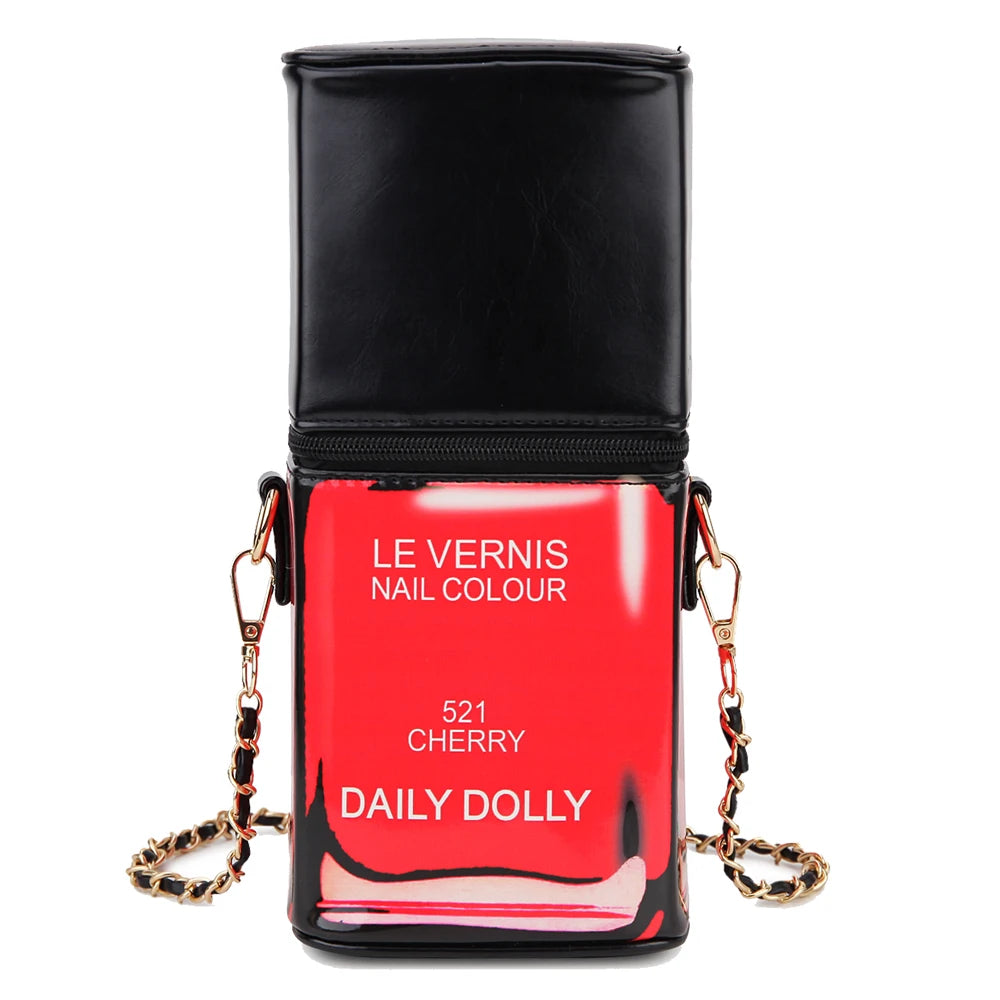Nude Nail Polish Shape Chain Shoulder Bag for Women