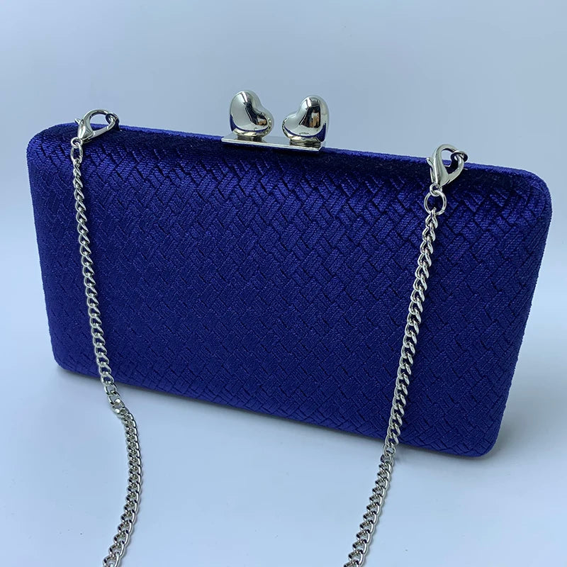 Nuphia Suede Velvet Navy Evening Clutch Bag