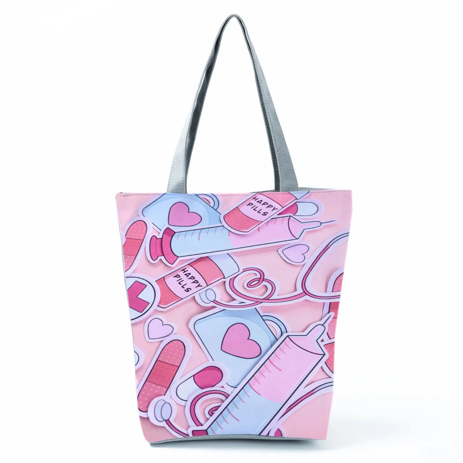 Nurse Needle Tubing Pattern Printed Eco Shopper Tote Bag