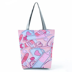 Nurse Needle Tubing Pattern Printed Eco Shopper Tote Bag