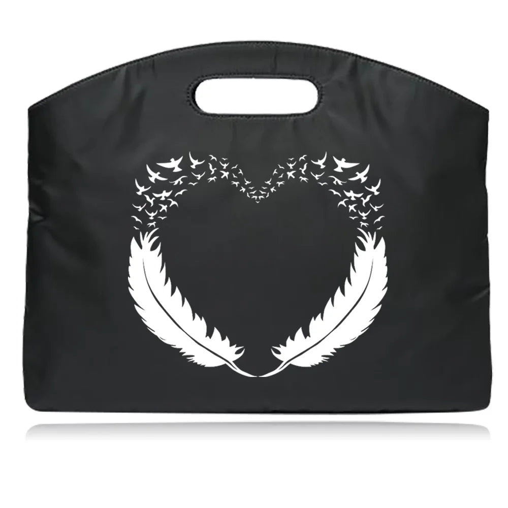 Nylon Briefcase Feather Printing Handbag Large Capacity