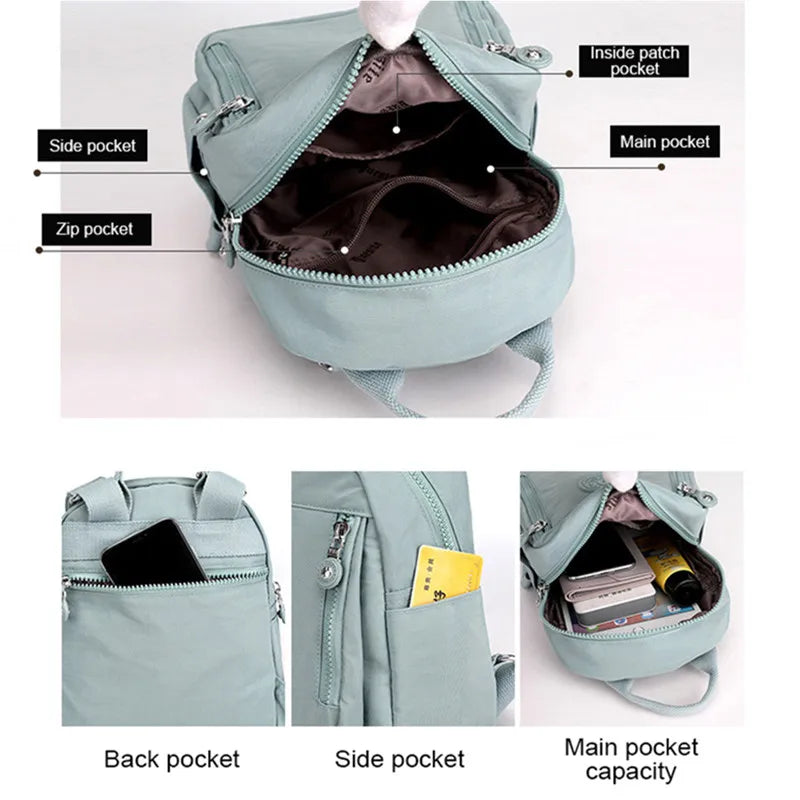 Nylon Backpack Bucket Bag Small Schoolbag
