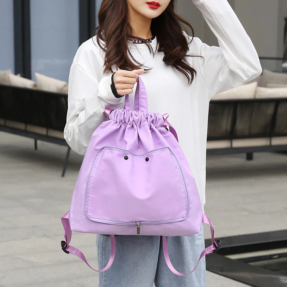 Nylon Fitness Bag with Wet Dry Separation - Gym Yoga Swimming Rucksack