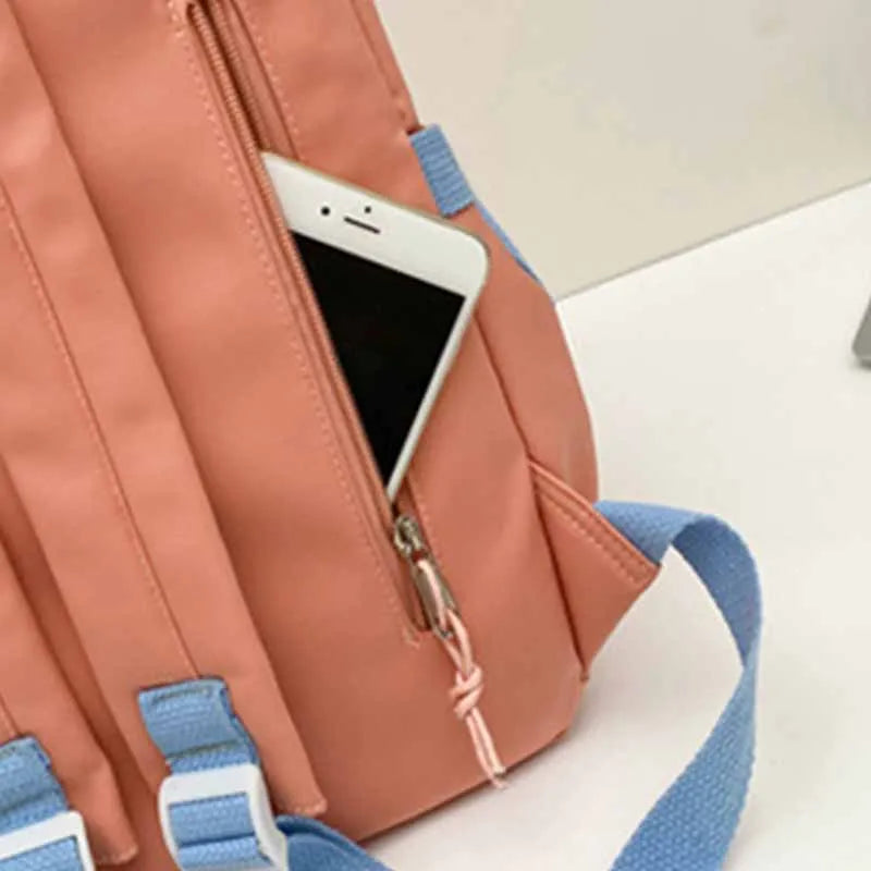 Nylon Flower Pendant Mesh Belt Letter Large-capacity Female Student Backpack