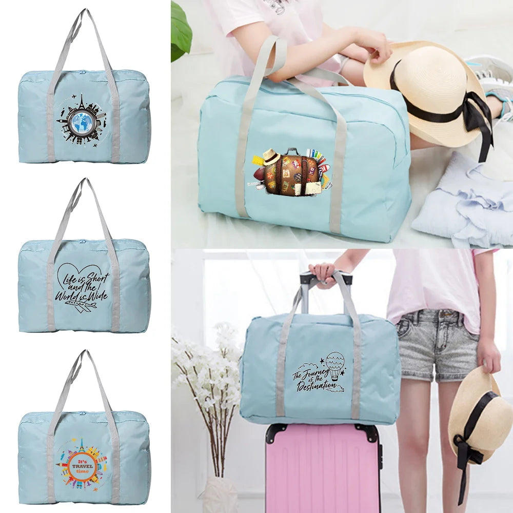 Nylon Foldable Travel Print Bag Luggage Women WaterProof Handbags