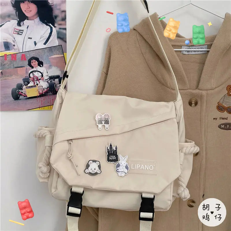 Nylon Shoulder Bag Large Capacity Crossbody Bags for Teenager Girls Men
