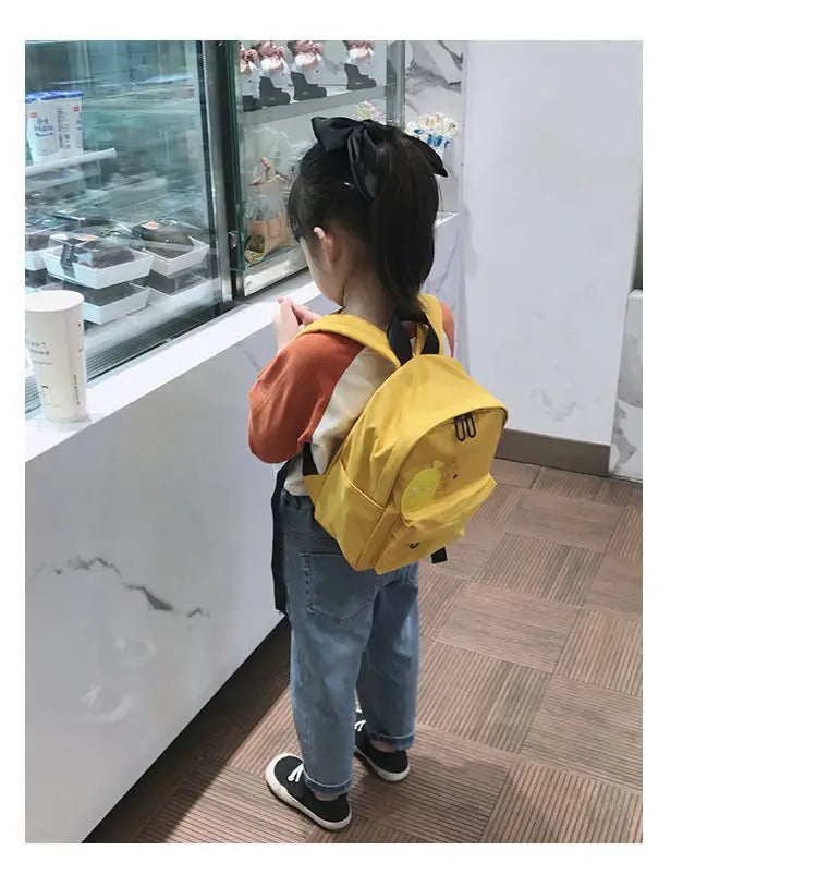 Orange Nylon Kindergarten School Bag for Girl Kids