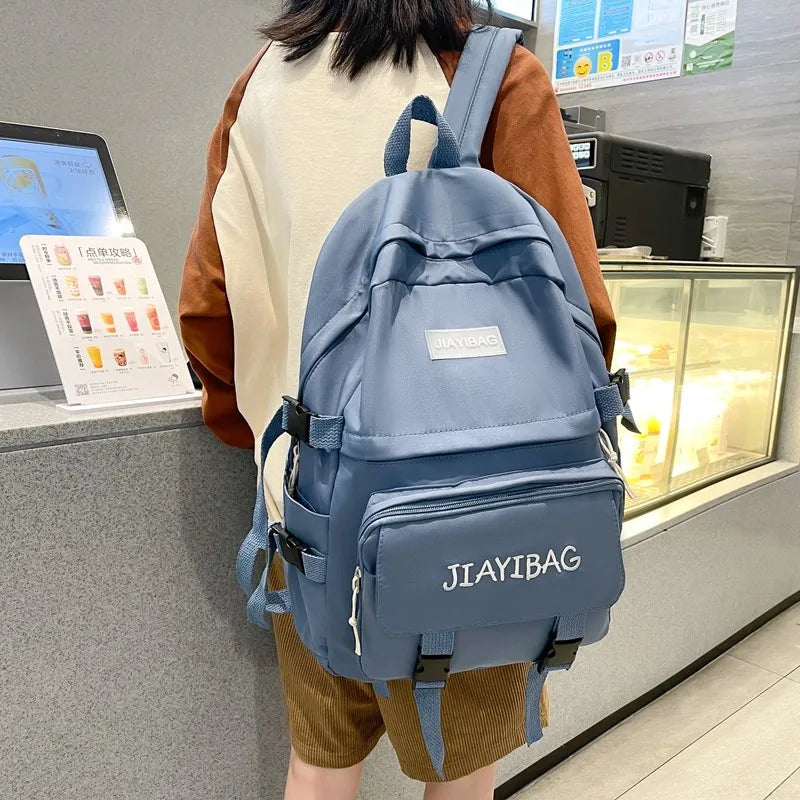 Nylon Large Capacity Women Backpack Waterproof Student School Bag For Girls