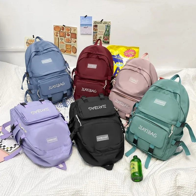 Nylon Large Capacity Women Backpack Waterproof Student School Bag For Girls