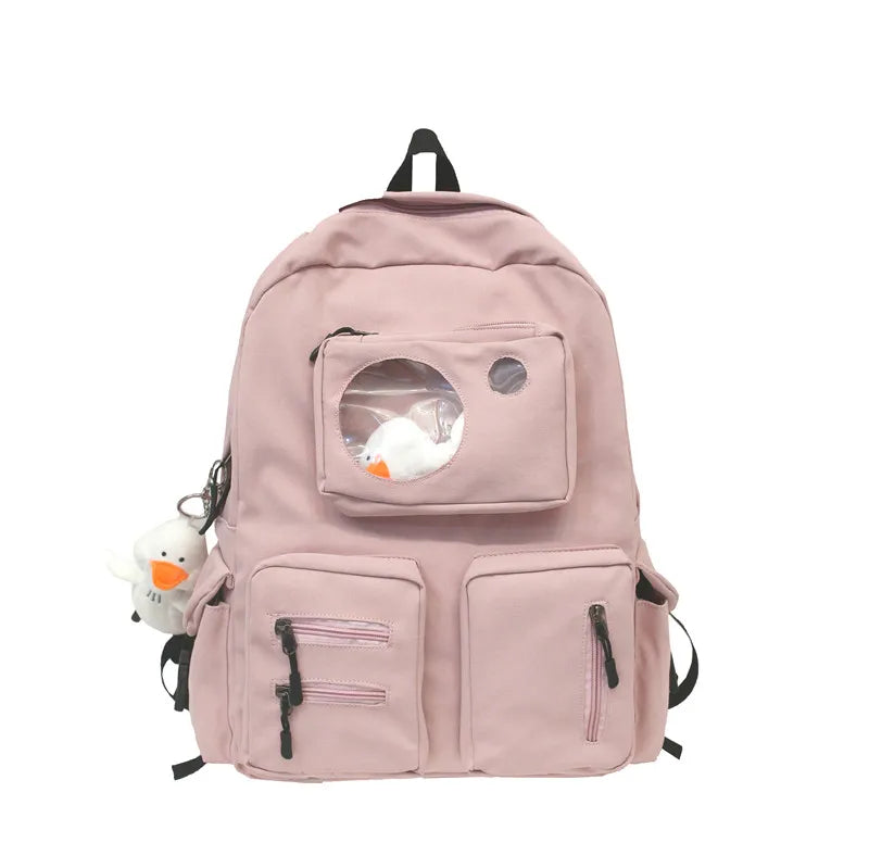 Nylon School Bags for Girls Large Capacity Backpack