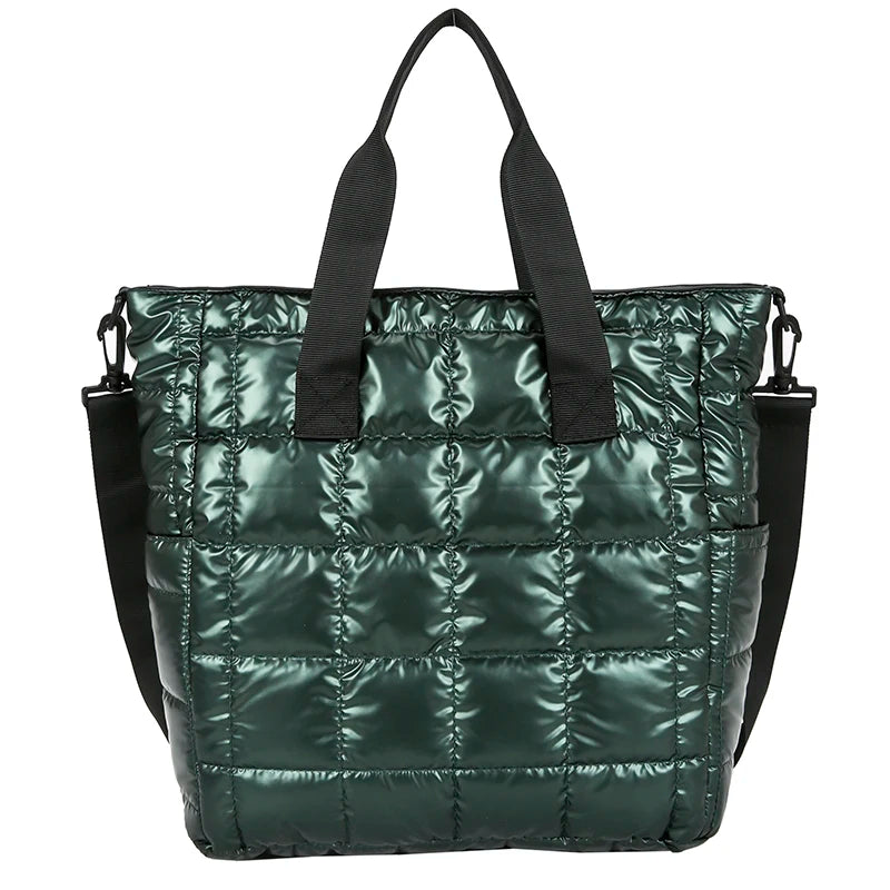 Nylon Shoulder Side Bag Soft Padded Woman Handbag Quilted Short Handle