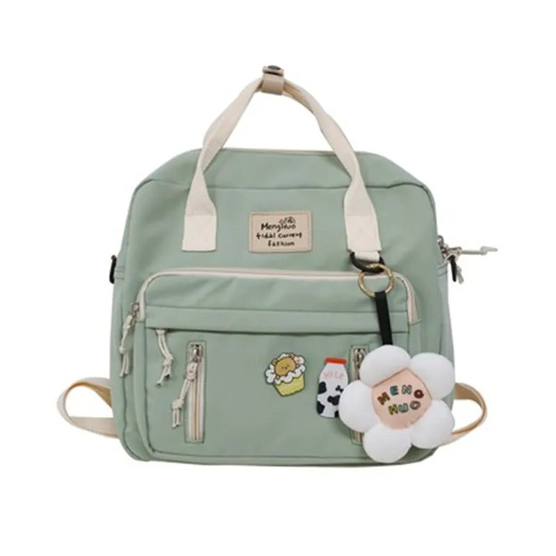 Pink Nylon School Bags for Teenage Girls Women Backpacks