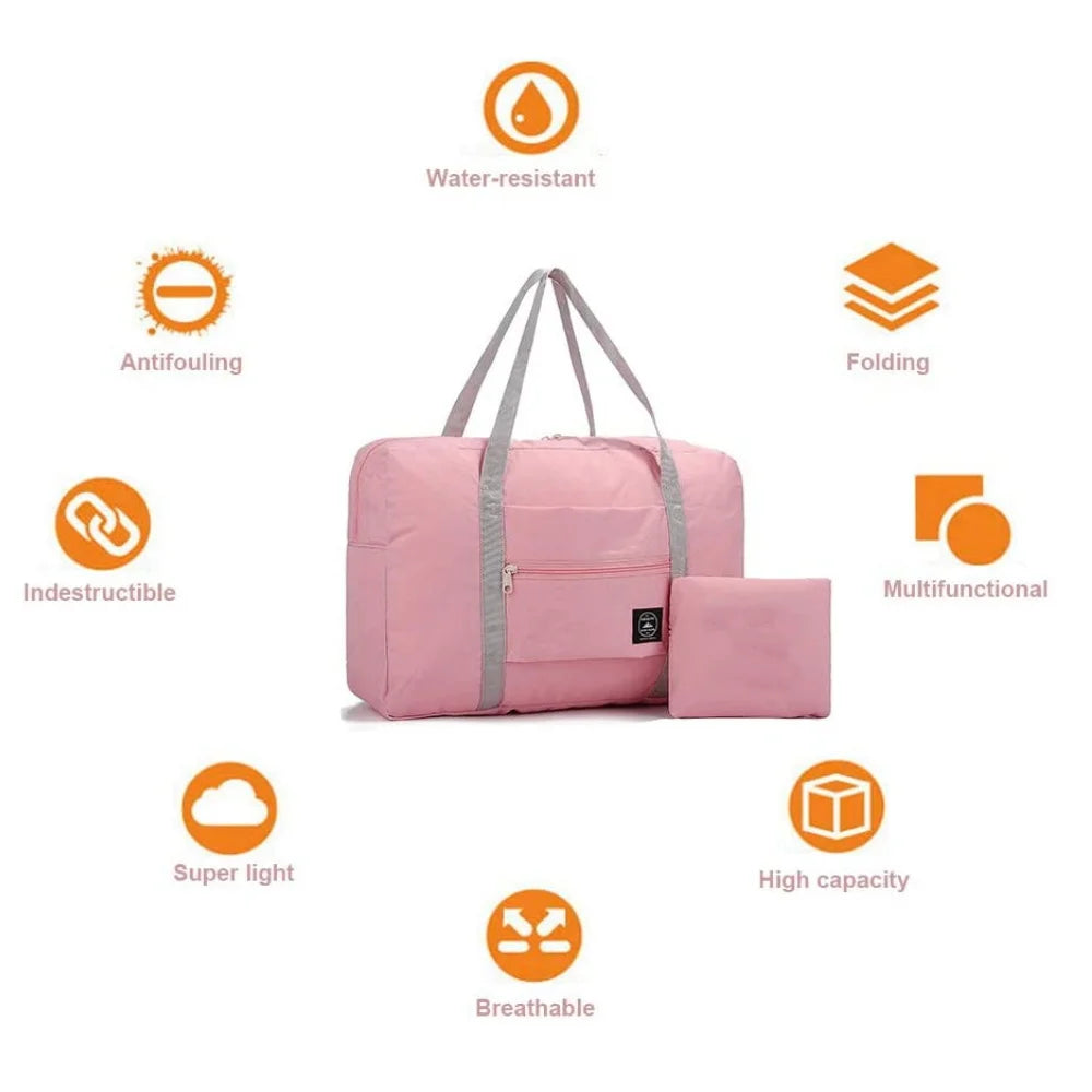 Large Capacity Nylon Travel Bag Waterproof Foldable Unisex Handbags
