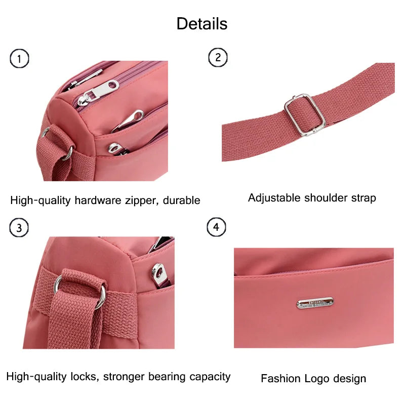 Nylon Women Shoulder Bags Casual Female Handbags Solid Travel Crossbody Bag