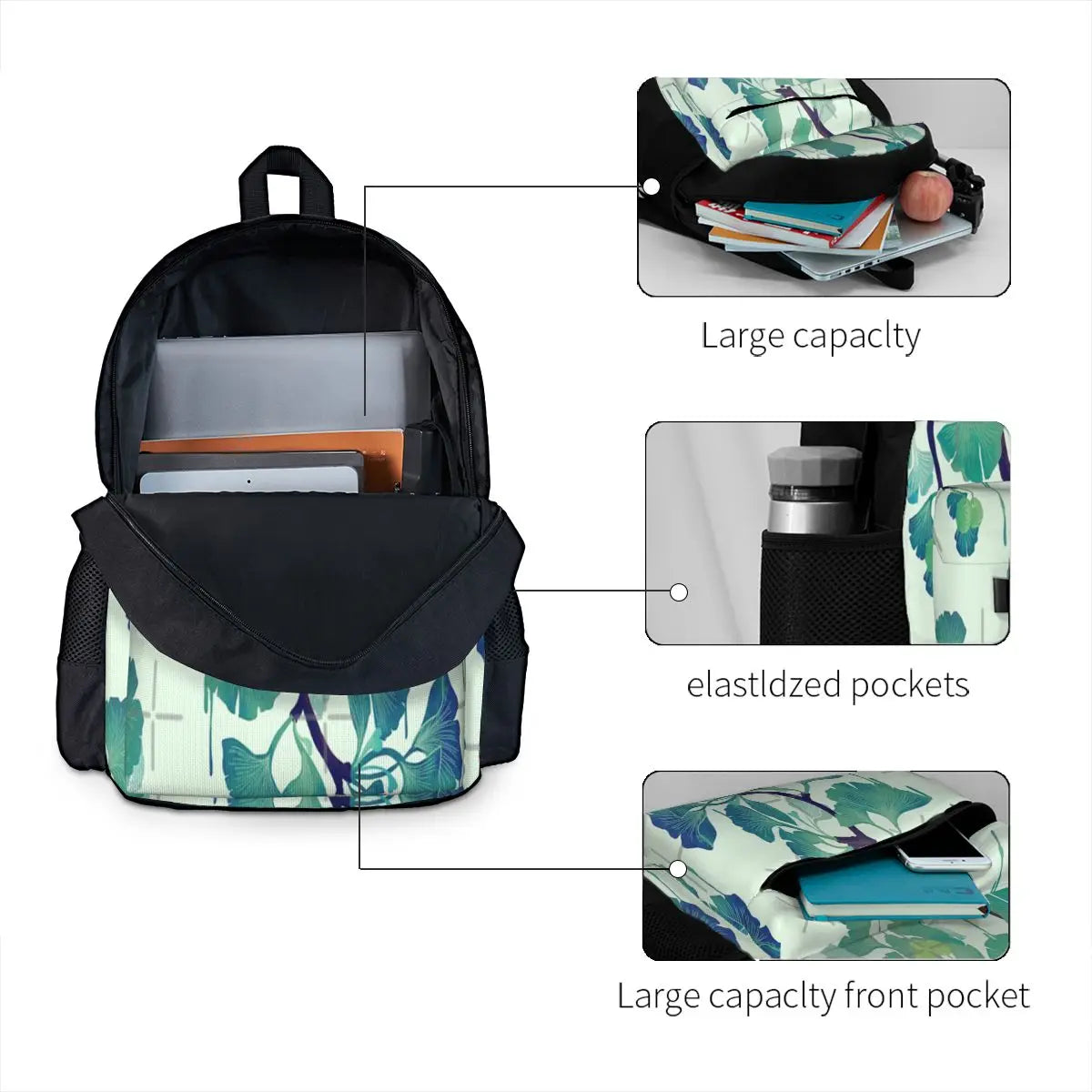 Ginkgo In Green 2 Backpacks Men's Backpacks Bags For Women