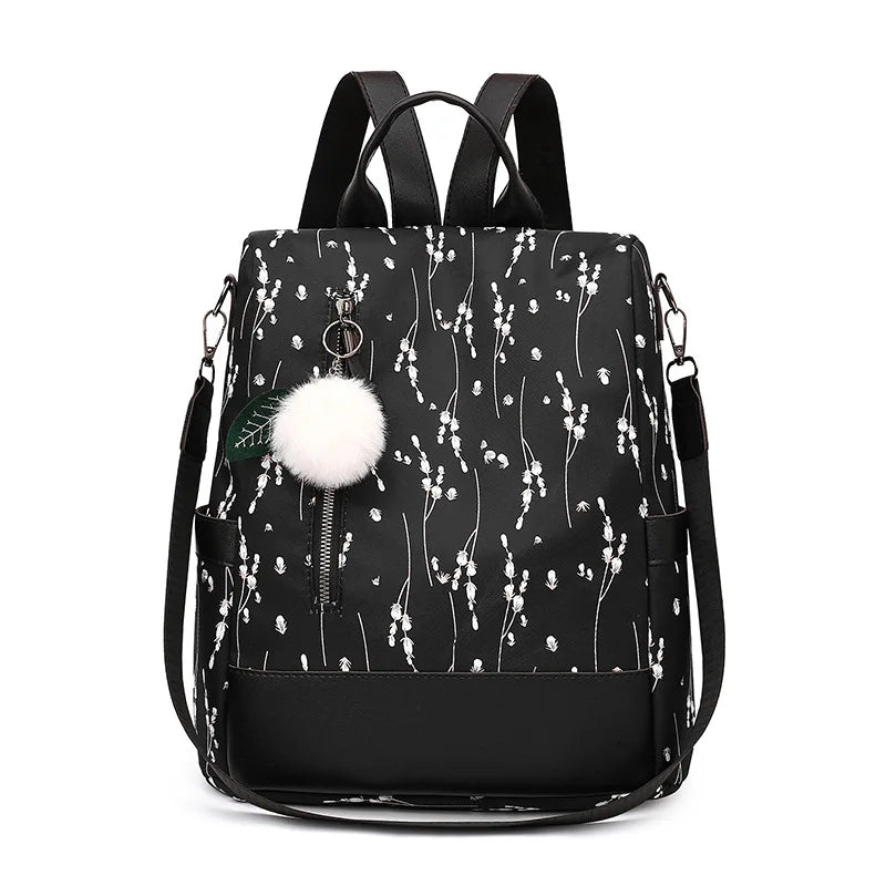 Purple Flower Anti Theft Backpack for Women