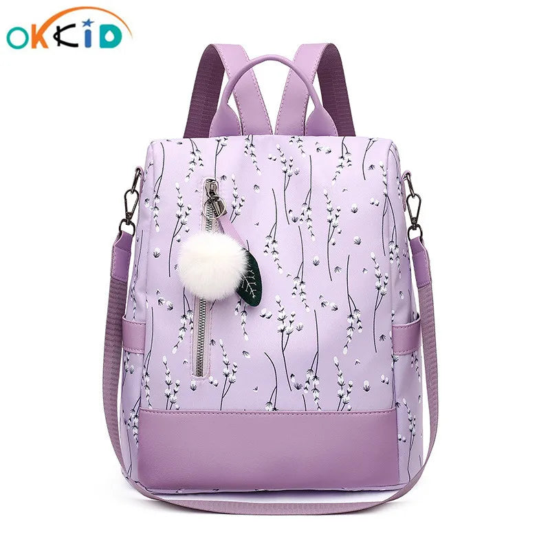Purple Flower Anti Theft Backpack for Women