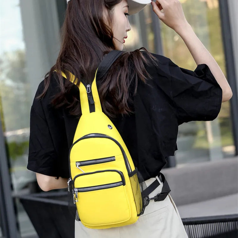 Women Mini Backpack Waterproof Nylon Small Crossbody Bag Girls Chest Bag
