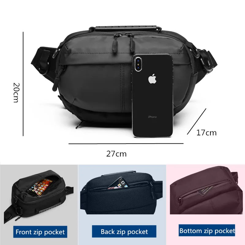 Waterproof Waist Bag for Men, Outdoor Sports Chest Pack