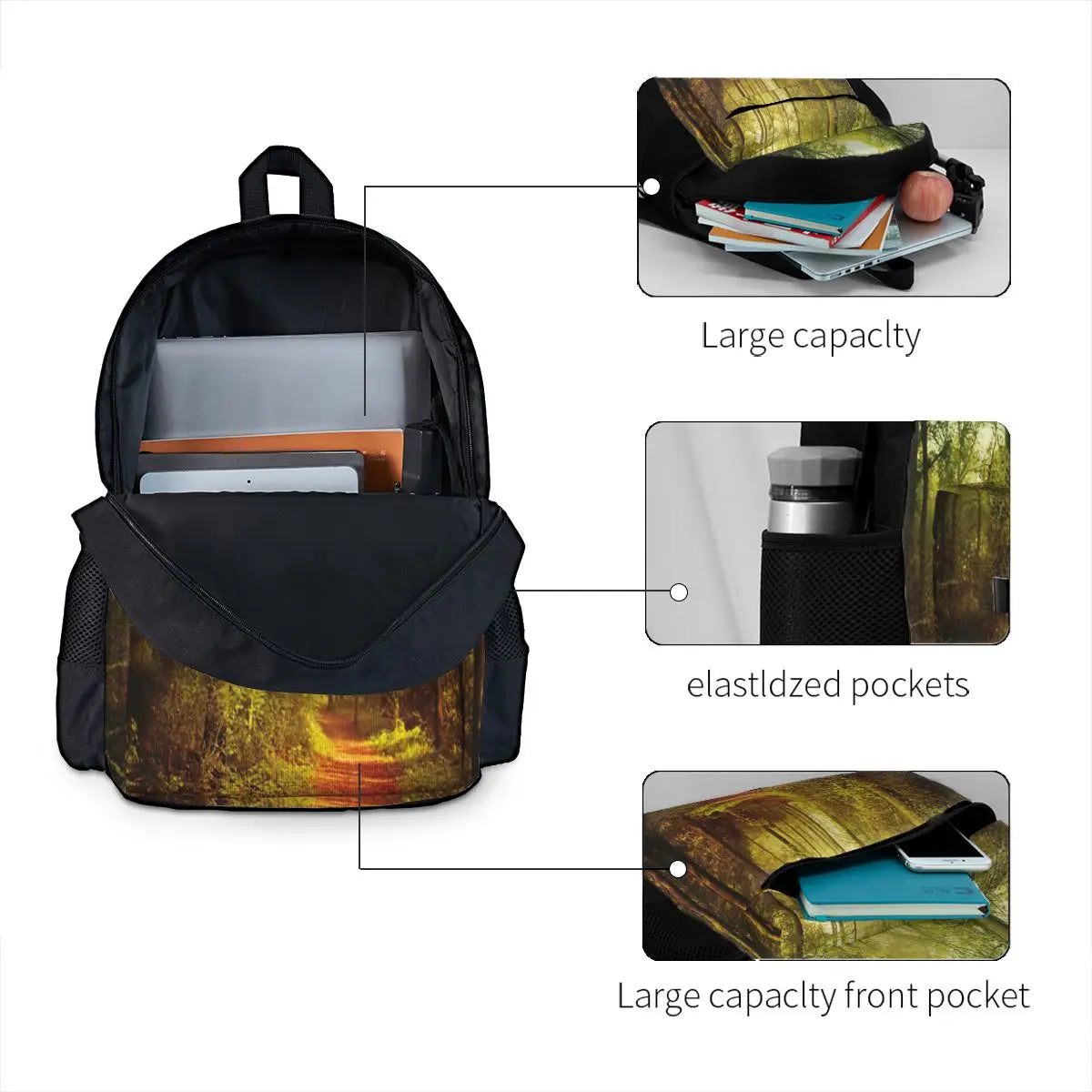October Forest Backpacks Men's Backpacks Bags For Women Print Man Backpack