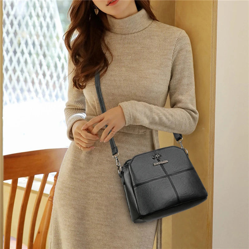 Office Ladies Bucket Bag PU Leather Large Capacity Shoulder Bag