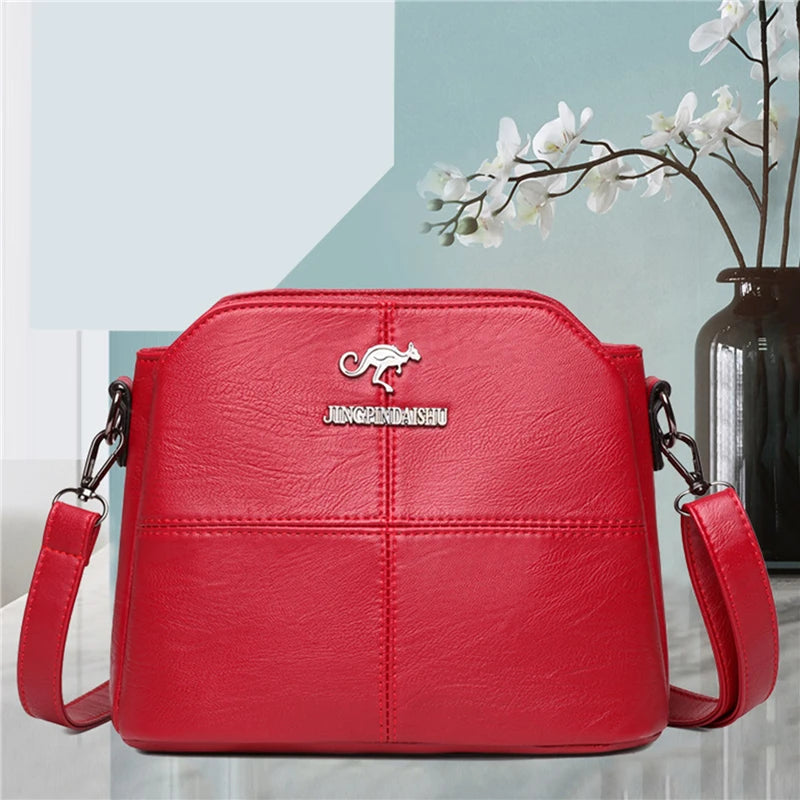 Office Ladies Bucket Bag PU Leather Large Capacity Shoulder Bag