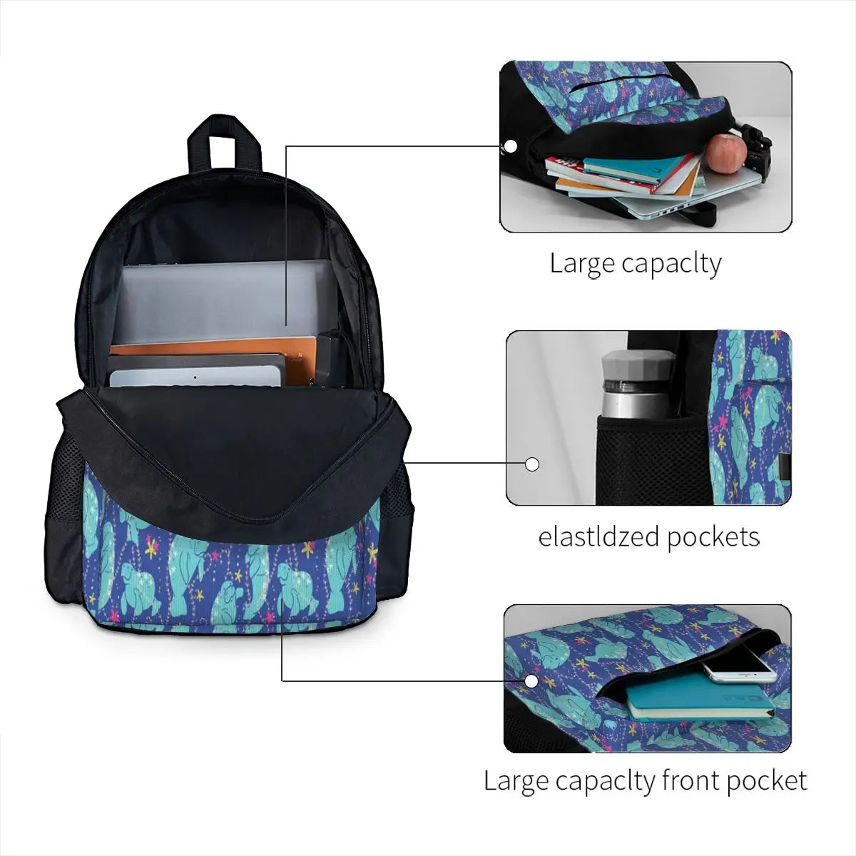 The Hue-Manatee Bright Backpacks Men's Backpacks Bags For Women Men