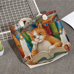 Oil Painting Cat Printed Tote Bag for Women
