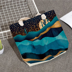 Mountain Forest Print Tote Bag Women Shoulder Handbag