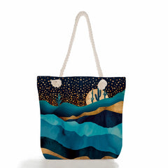 Oil Painting Mountain Forest Print Tote Bag For Women