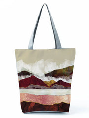 Oil Painting Mountain Forest Causal Tote Bag Shopper Handbags Women Ladies