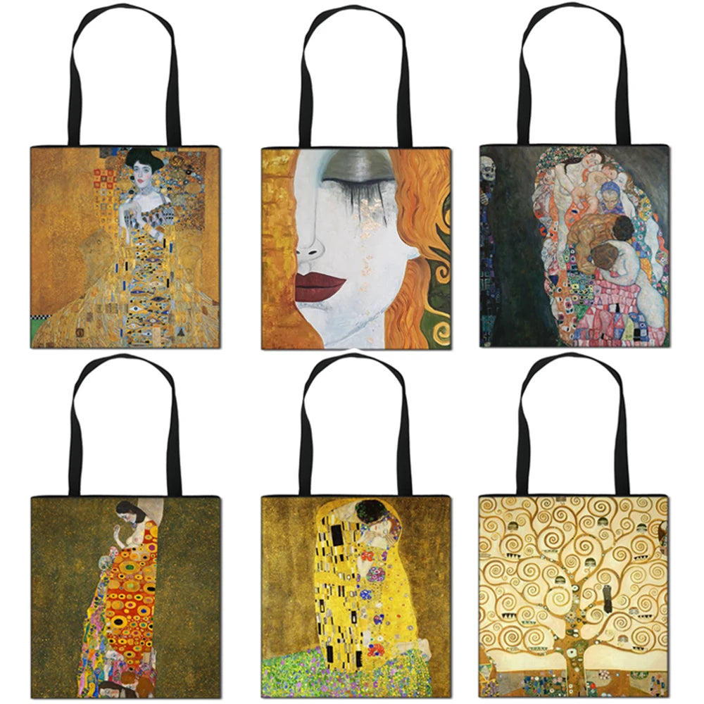 Oil Painting Tears Shoulder Bag By Gustav Klimt