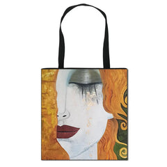 Oil Painting Tears Shoulder Bag By Gustav Klimt