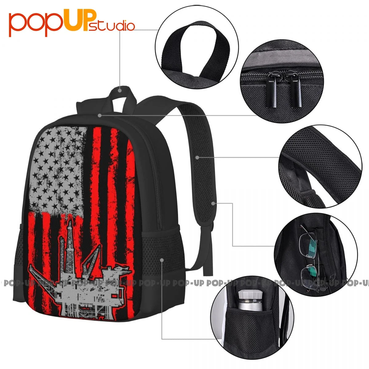 Oilfield American Flag Oil Worker Backpack