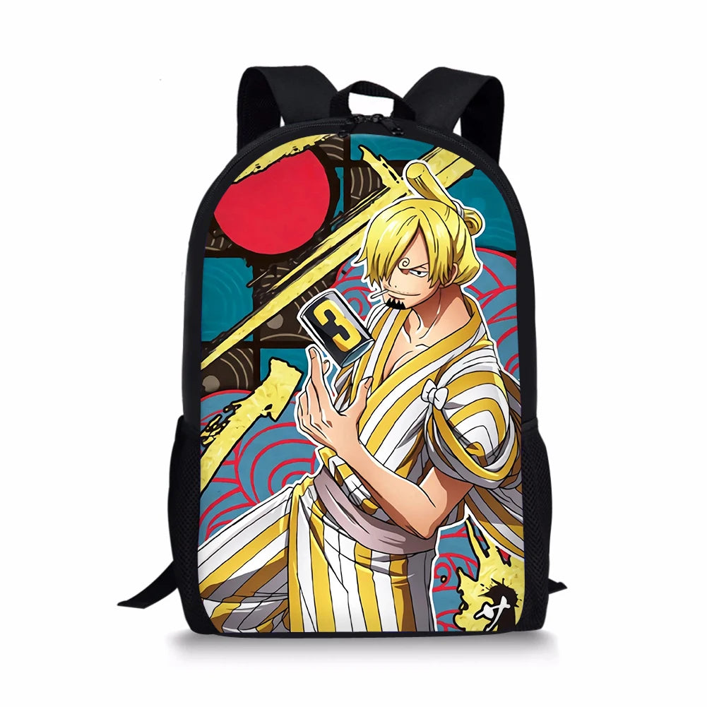 One Piece Pattern Print School Bags Daily Travel Climbing Durable Backpack