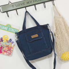 Denim One Shoulder Bag Student Art Shopping Bag