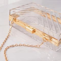 Orange Clutch Purse Acrylic Bag Chain Crossbody Clear Women's Handbags