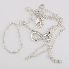 Sparkling Infinity Crystal Necklace 925 Sterling Silver Women Party Gift