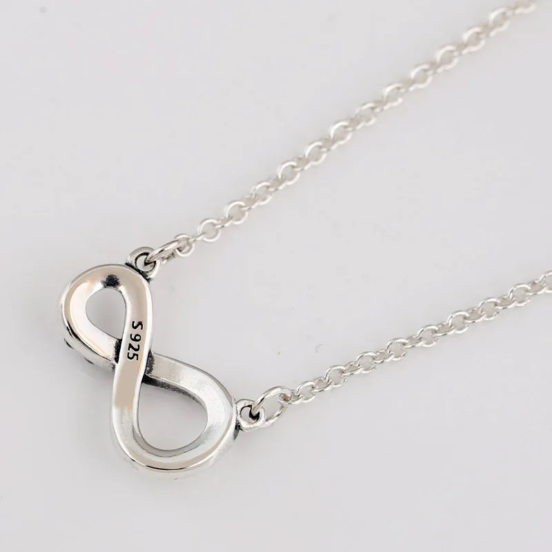 Sparkling Infinity Crystal Necklace 925 Sterling Silver Women Party Gift