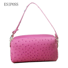 Ostrich Pattern PU Leather Women Clutch Bag Cosmetic Bag Makeup Bag